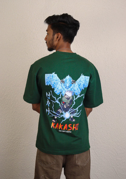 Naruto Kakashi Oversized Bottle Green T shirt