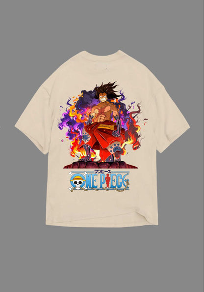OnePiece Luffy Oversized Beige T shirt